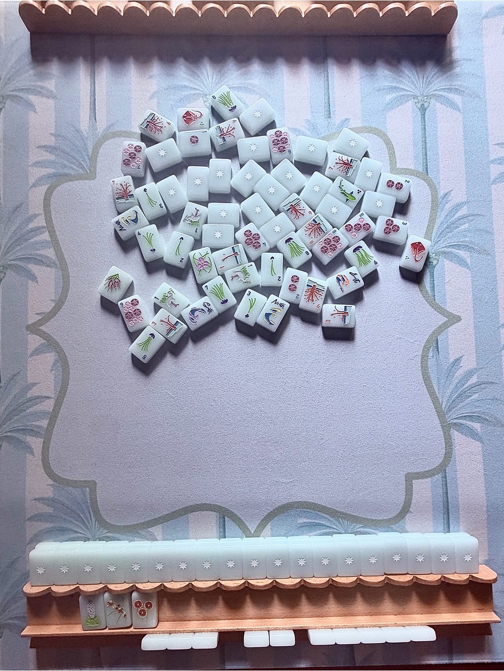 NEW Mahjong Mat Palm Striped - Picture 2 of 3